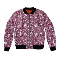 Hibiscus Bloom Island Tribal Waves Bomber Jacket Pink Polynesian Pattern LT01 Unisex Pink - Polynesian Pride