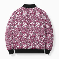 Hibiscus Bloom Island Tribal Waves Bomber Puffer Jacket Pink Polynesian Pattern LT01 - Polynesian Pride