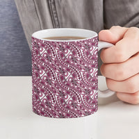 Hibiscus Bloom Island Tribal Waves Ceramic Mug Pink Polynesian Pattern LT01 - Polynesian Pride