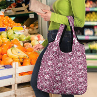 Hibiscus Bloom Island Tribal Waves Grocery Bag Pink Polynesian Pattern LT01 - Polynesian Pride