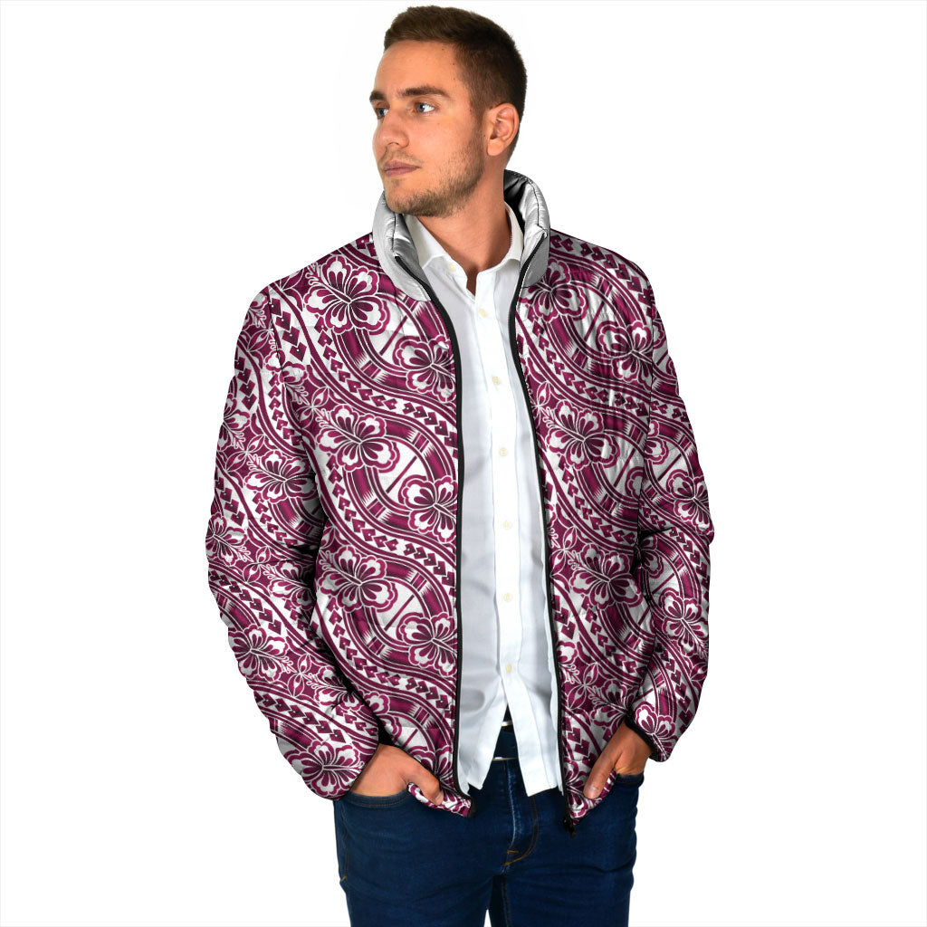 Hibiscus Bloom Island Tribal Waves Padded Jacket Pink Polynesian Pattern LT01 - Polynesian Pride