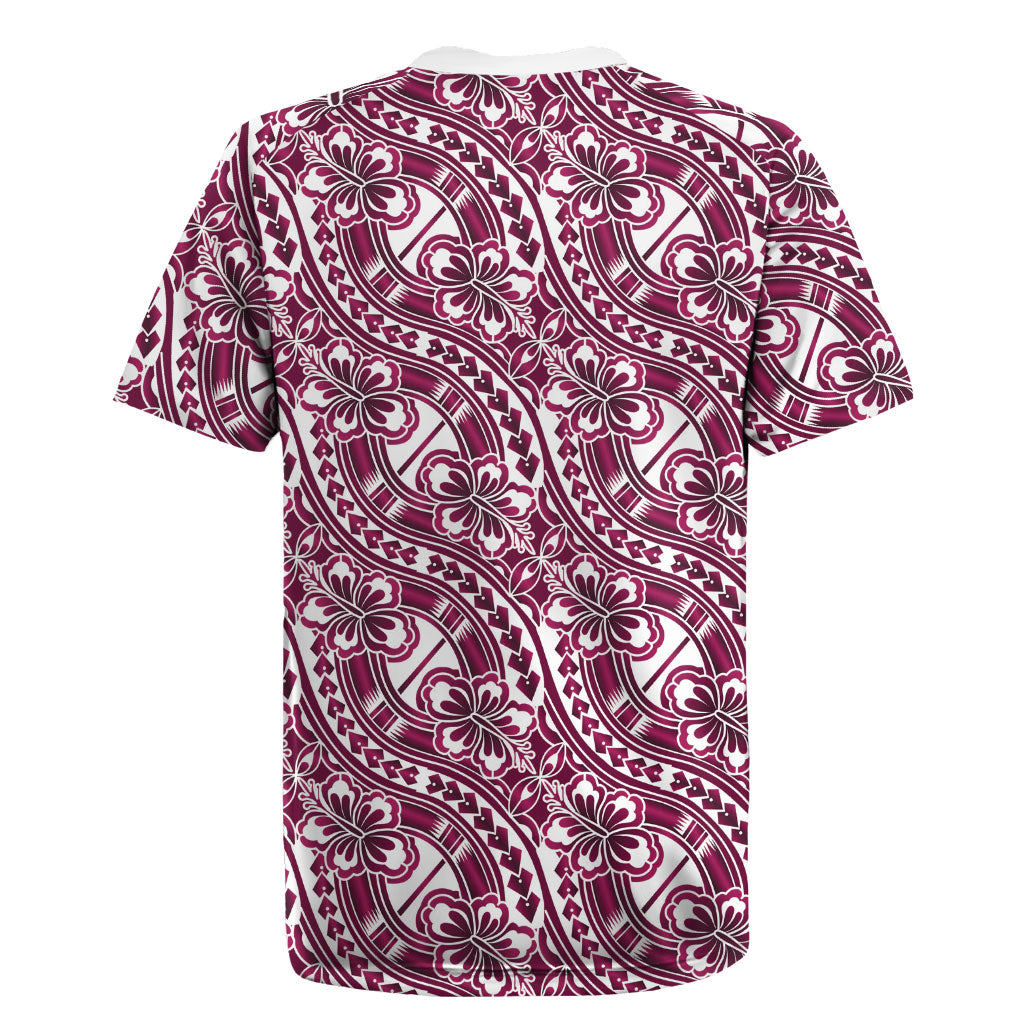 Hibiscus Bloom Island Tribal Waves Rugby Jersey Pink Polynesian Pattern LT01 - Polynesian Pride