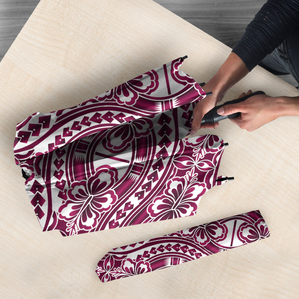 Hibiscus Bloom Island Tribal Waves Umbrella Pink Polynesian Pattern LT01 - Polynesian Pride