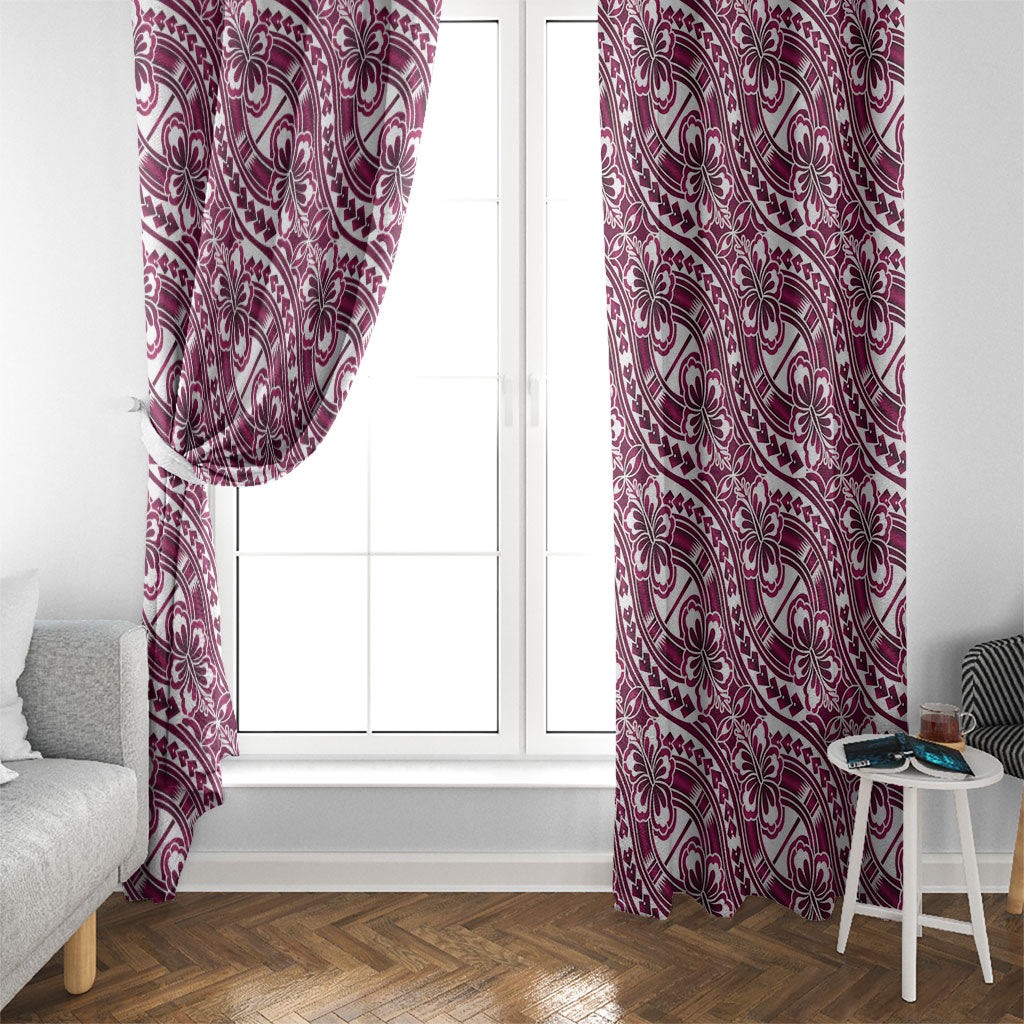 Hibiscus Bloom Island Tribal Waves Window Curtain Pink Polynesian Pattern LT01 - Polynesian Pride