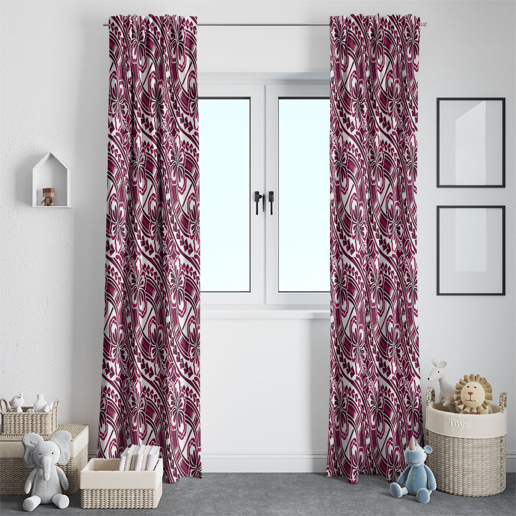 Hibiscus Bloom Island Tribal Waves Window Curtain Pink Polynesian Pattern LT01 - Polynesian Pride