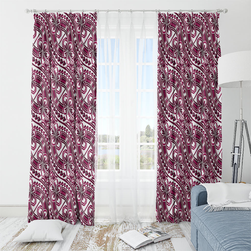 Hibiscus Bloom Island Tribal Waves Window Curtain Pink Polynesian Pattern LT01 - Polynesian Pride