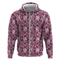 Hibiscus Bloom Island Tribal Waves Zip Hoodie Pink Polynesian Pattern LT01 Zip Hoodie Pink - Polynesian Pride