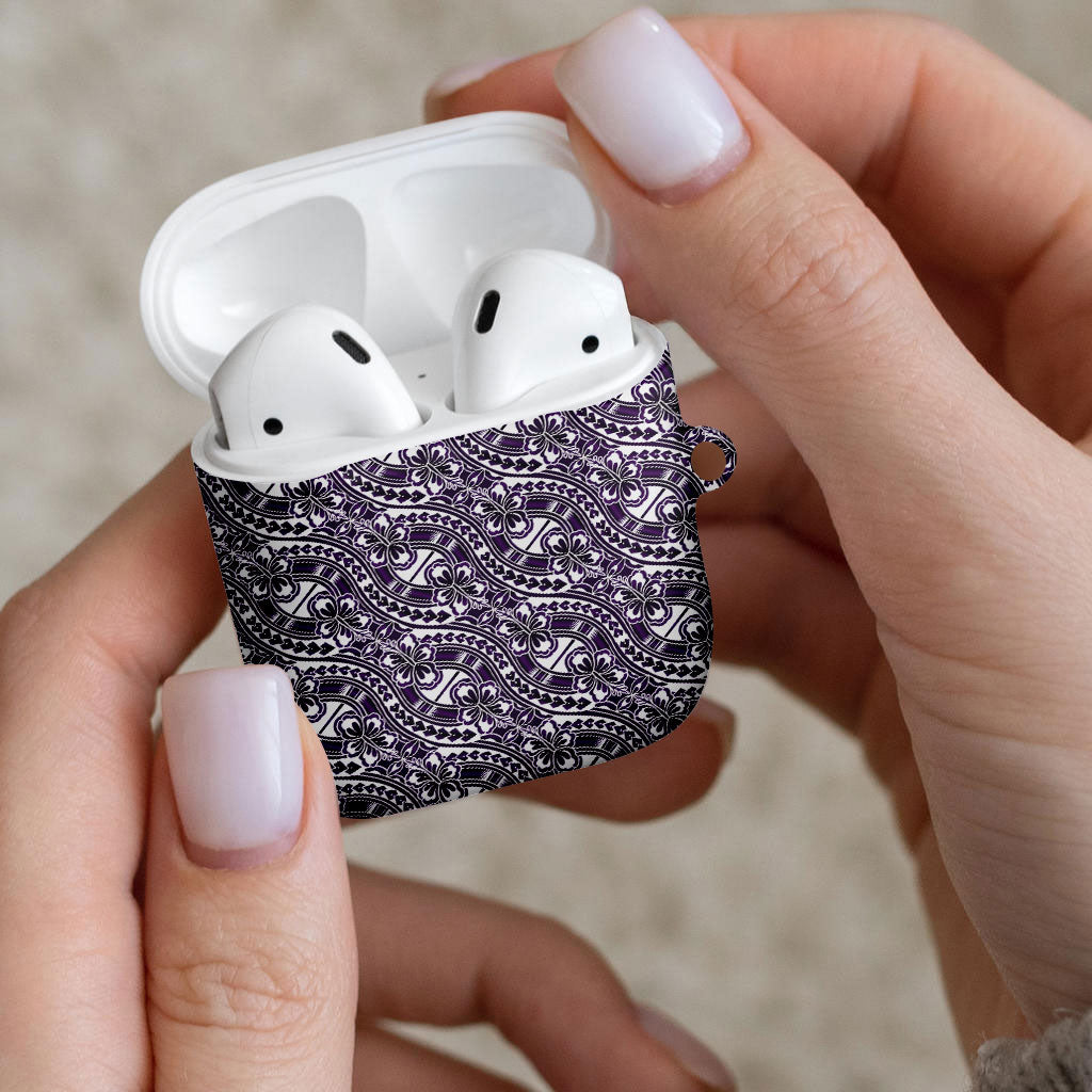 Hibiscus Bloom Island Tribal Waves AirPods Case Purple Polynesian Pattern LT01 - Polynesian Pride