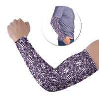 Hibiscus Bloom Island Tribal Waves Arm Sleeves Purple Polynesian Pattern LT01 Set of 2 Purple - Polynesian Pride