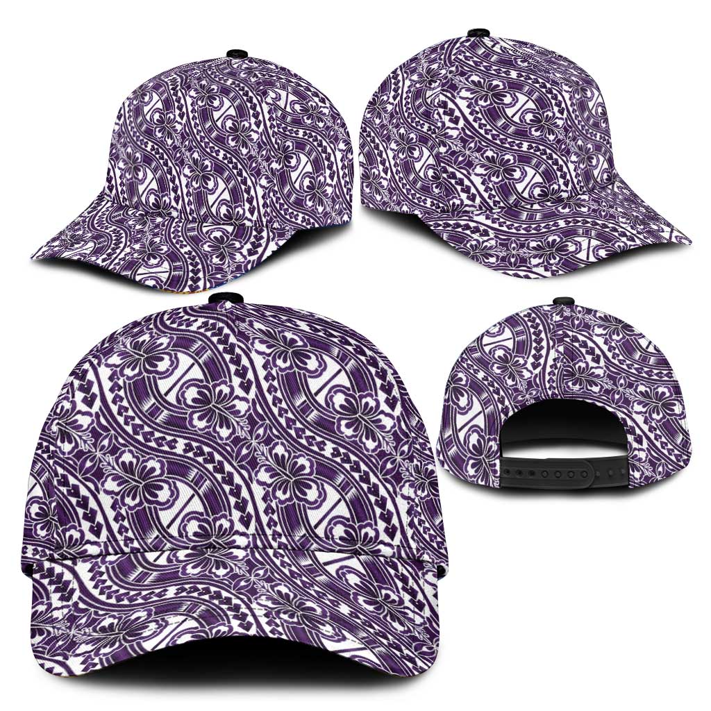 Hibiscus Bloom Island Tribal Waves Classic Cap Purple Polynesian Pattern LT01 - Polynesian Pride