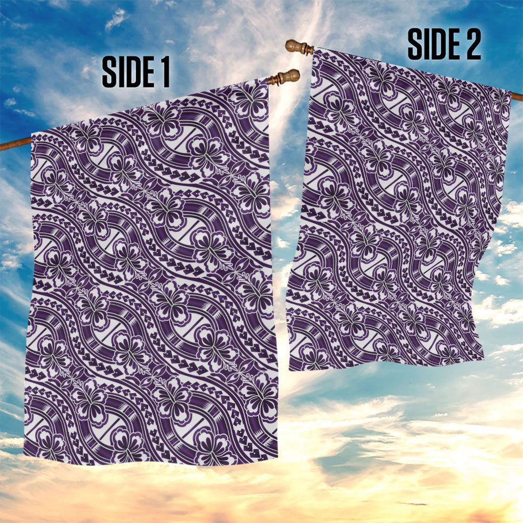 Hibiscus Bloom Island Tribal Waves Garden Flag Purple Polynesian Pattern LT01 - Polynesian Pride