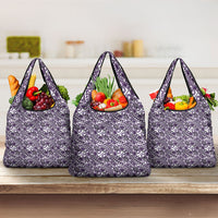 Hibiscus Bloom Island Tribal Waves Grocery Bag Purple Polynesian Pattern LT01 3-pack One Size Purple - Polynesian Pride