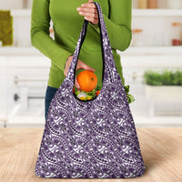 Hibiscus Bloom Island Tribal Waves Grocery Bag Purple Polynesian Pattern LT01 - Polynesian Pride