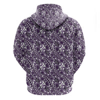 Hibiscus Bloom Island Tribal Waves Hoodie Purple Polynesian Pattern LT01 - Polynesian Pride