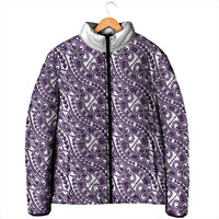 Hibiscus Bloom Island Tribal Waves Padded Jacket Purple Polynesian Pattern LT01 - Polynesian Pride
