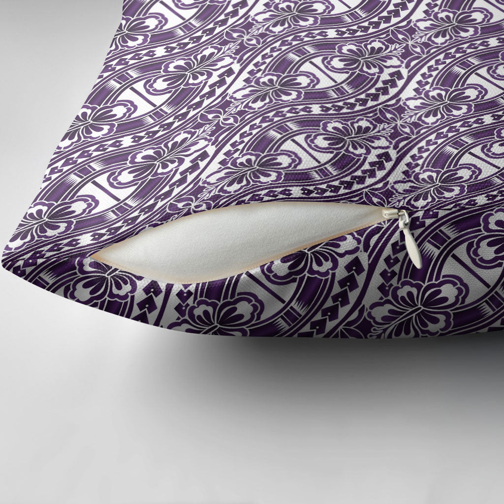 Hibiscus Bloom Island Tribal Waves Pillow Cover Purple Polynesian Pattern LT01 - Polynesian Pride