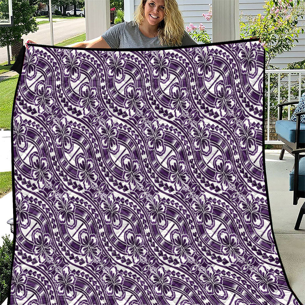 Hibiscus Bloom Island Tribal Waves Quilt Purple Polynesian Pattern LT01 Purple - Polynesian Pride