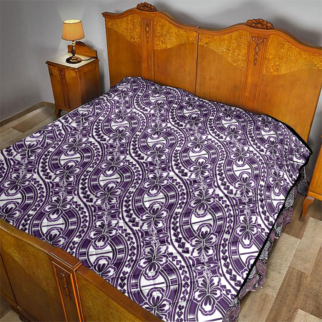 Hibiscus Bloom Island Tribal Waves Quilt Purple Polynesian Pattern LT01 - Polynesian Pride