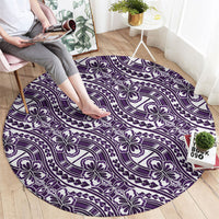 Hibiscus Bloom Island Tribal Waves Round Carpet Purple Polynesian Pattern LT01 - Polynesian Pride