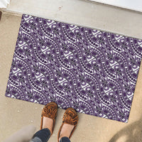 Hibiscus Bloom Island Tribal Waves Rubber Doormat Purple Polynesian Pattern LT01 - Polynesian Pride