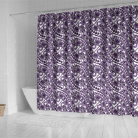 Hibiscus Bloom Island Tribal Waves Shower Curtain Purple Polynesian Pattern LT01 - Polynesian Pride