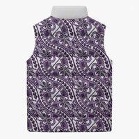 Hibiscus Bloom Island Tribal Waves Sleeveless Puffer Jacket Purple Polynesian Pattern LT01 - Polynesian Pride