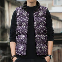 Hibiscus Bloom Island Tribal Waves Sleeveless Puffer Jacket Purple Polynesian Pattern LT01 - Polynesian Pride