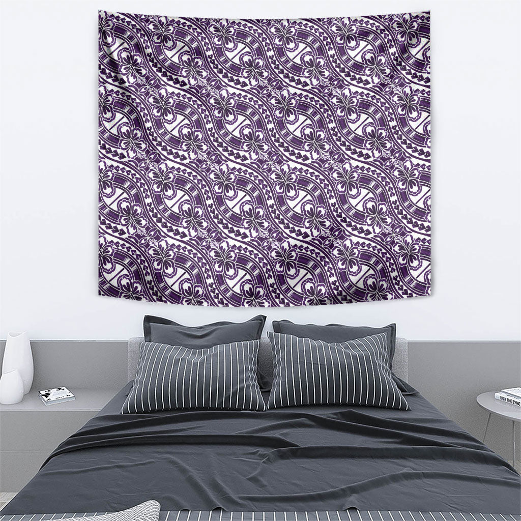 Hibiscus Bloom Island Tribal Waves Tapestry Purple Polynesian Pattern LT01 - Polynesian Pride