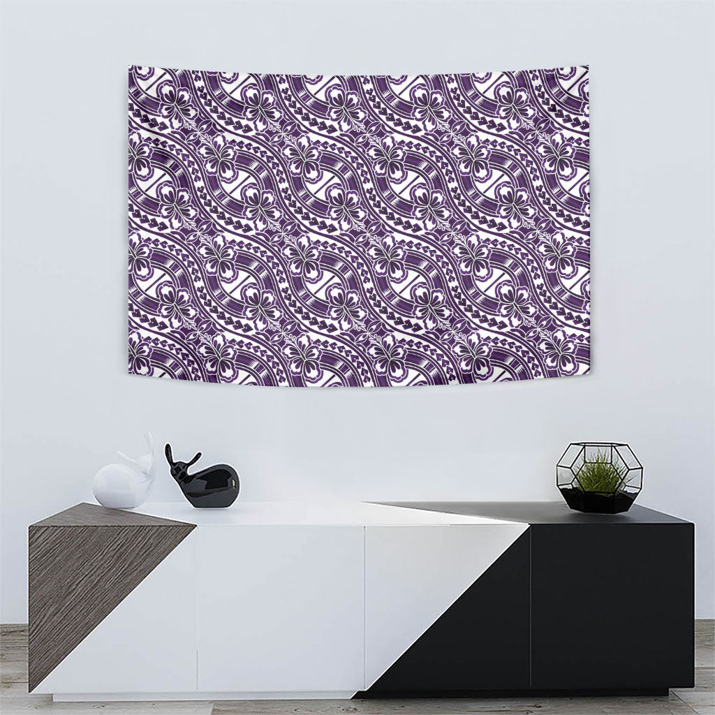 Hibiscus Bloom Island Tribal Waves Tapestry Purple Polynesian Pattern LT01 - Polynesian Pride