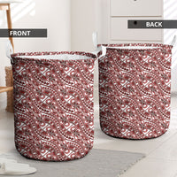 Hibiscus Bloom Island Tribal Waves Laundry Basket Red Polynesian Pattern LT01 - Polynesian Pride