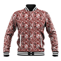 Hibiscus Bloom Island Tribal Waves Baseball Jacket Red Polynesian Pattern LT01 Unisex Red - Polynesian Pride