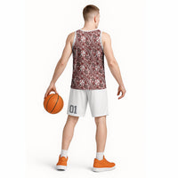 Hibiscus Bloom Island Tribal Waves Basketball Jersey Red Polynesian Pattern LT01 - Polynesian Pride