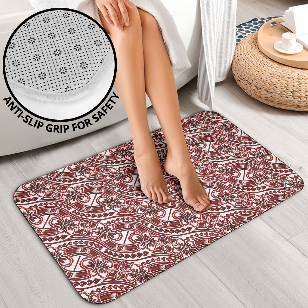 Hibiscus Bloom Island Tribal Waves Bathroom Set Red Polynesian Pattern LT01 - Polynesian Pride