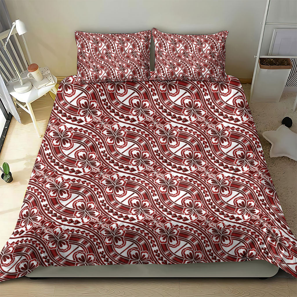 Hibiscus Bloom Island Tribal Waves Bedding Set Red Polynesian Pattern LT01 - Polynesian Pride