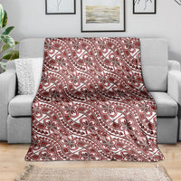 Hibiscus Bloom Island Tribal Waves Blanket Red Polynesian Pattern LT01 - Polynesian Pride