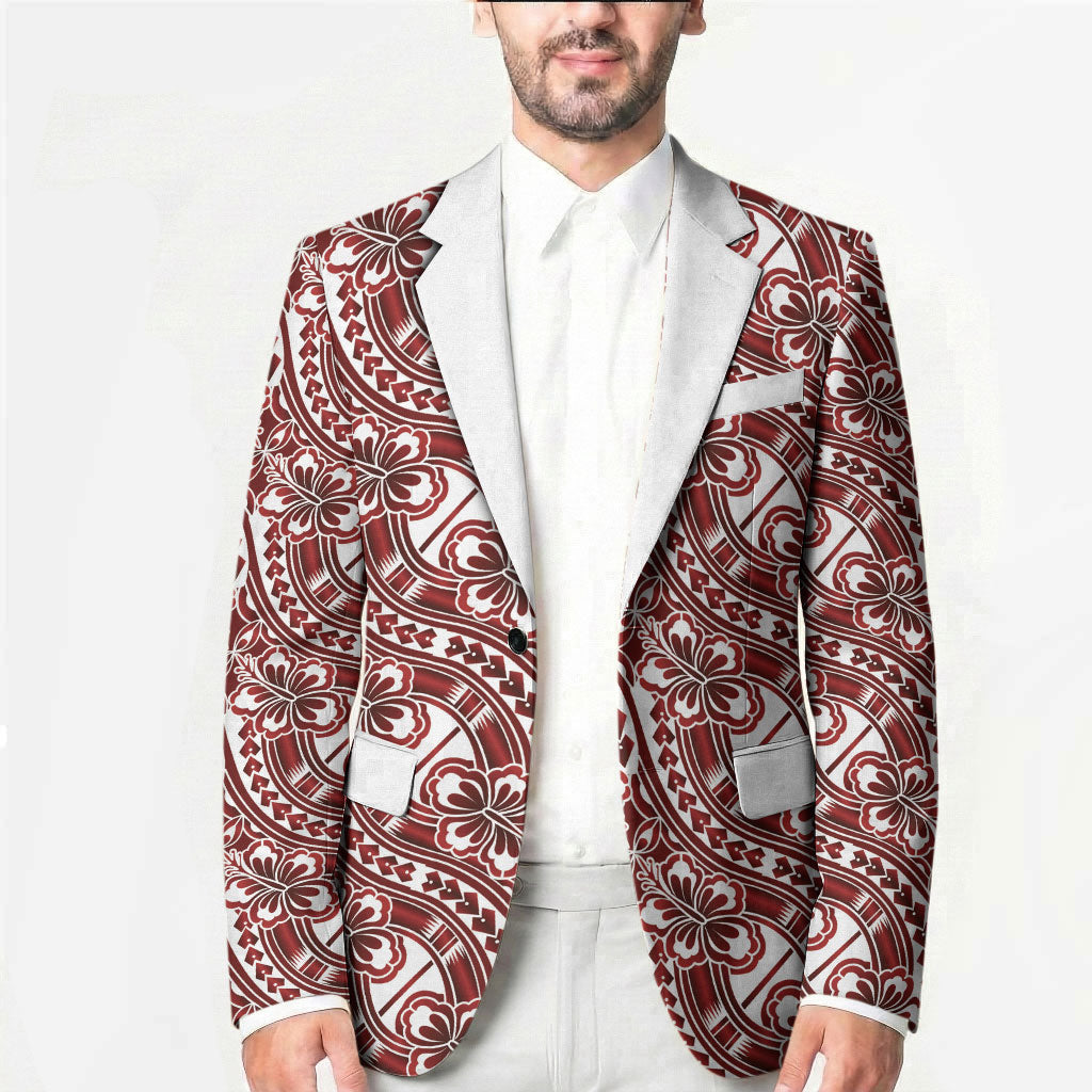 Hibiscus Bloom Island Tribal Waves Blazer Red Polynesian Pattern LT01 - Polynesian Pride