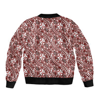 Hibiscus Bloom Island Tribal Waves Bomber Jacket Red Polynesian Pattern LT01 - Polynesian Pride