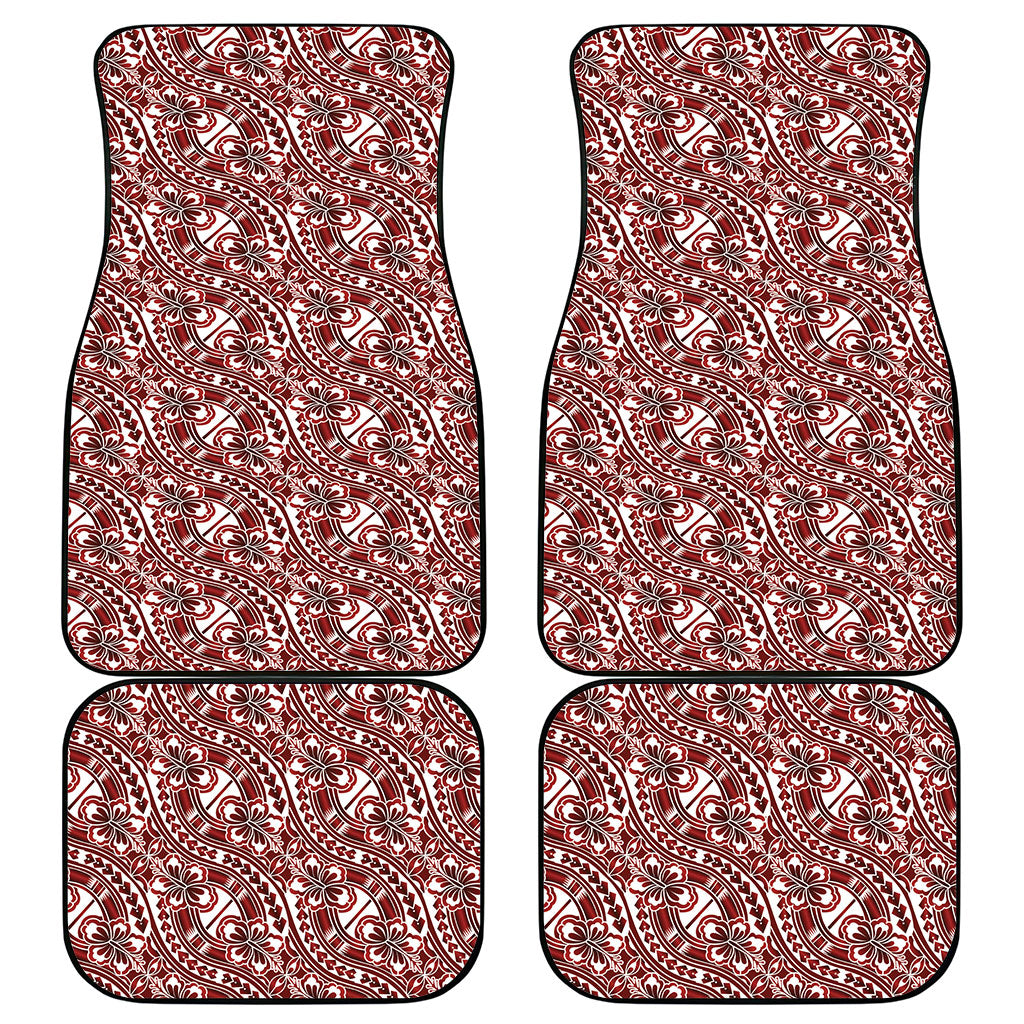 Hibiscus Bloom Island Tribal Waves Car Mats Red Polynesian Pattern LT01 - Polynesian Pride