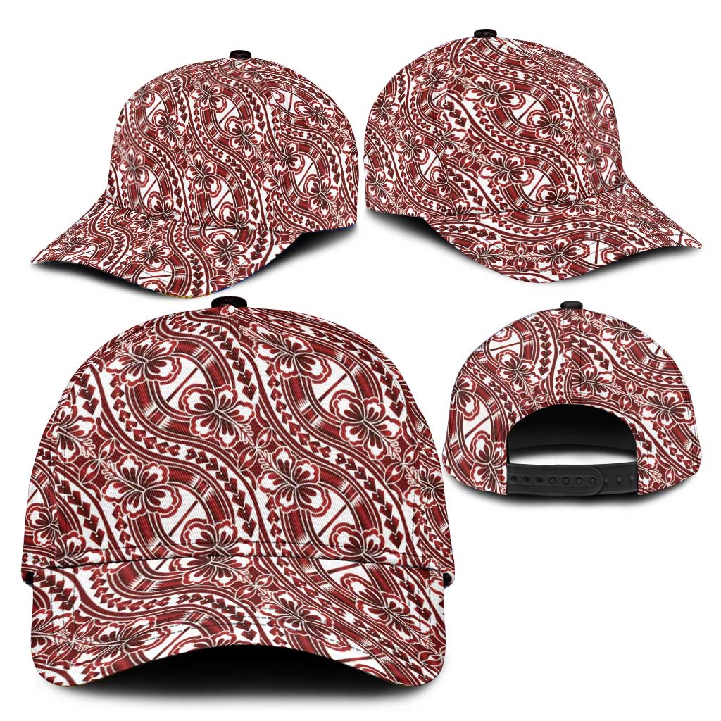 Hibiscus Bloom Island Tribal Waves Classic Cap Red Polynesian Pattern LT01 - Polynesian Pride