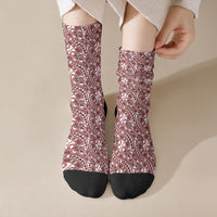 Hibiscus Bloom Island Tribal Waves Crew Socks Red Polynesian Pattern LT01 Crew Socks Red - Polynesian Pride