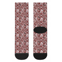 Hibiscus Bloom Island Tribal Waves Crew Socks Red Polynesian Pattern LT01 - Polynesian Pride