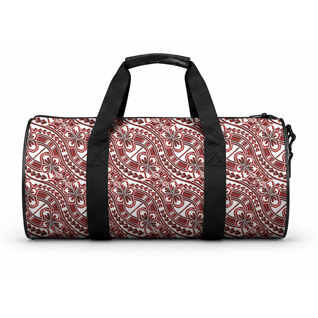 Hibiscus Bloom Island Tribal Waves Duffle Bag Red Polynesian Pattern LT01 One size Red - Polynesian Pride