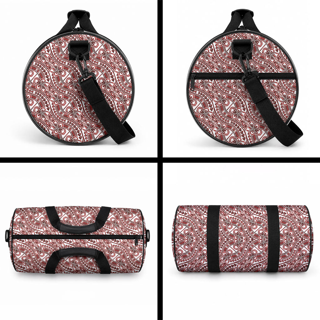 Hibiscus Bloom Island Tribal Waves Duffle Bag Red Polynesian Pattern LT01 - Polynesian Pride