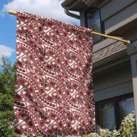 Hibiscus Bloom Island Tribal Waves Garden Flag Red Polynesian Pattern LT01 - Polynesian Pride