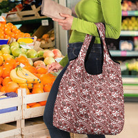 Hibiscus Bloom Island Tribal Waves Grocery Bag Red Polynesian Pattern LT01 - Polynesian Pride
