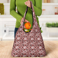 Hibiscus Bloom Island Tribal Waves Grocery Bag Red Polynesian Pattern LT01 - Polynesian Pride