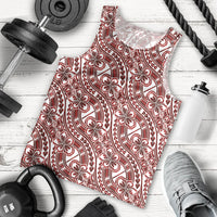 Hibiscus Bloom Island Tribal Waves Men Tank Top Red Polynesian Pattern LT01 - Polynesian Pride