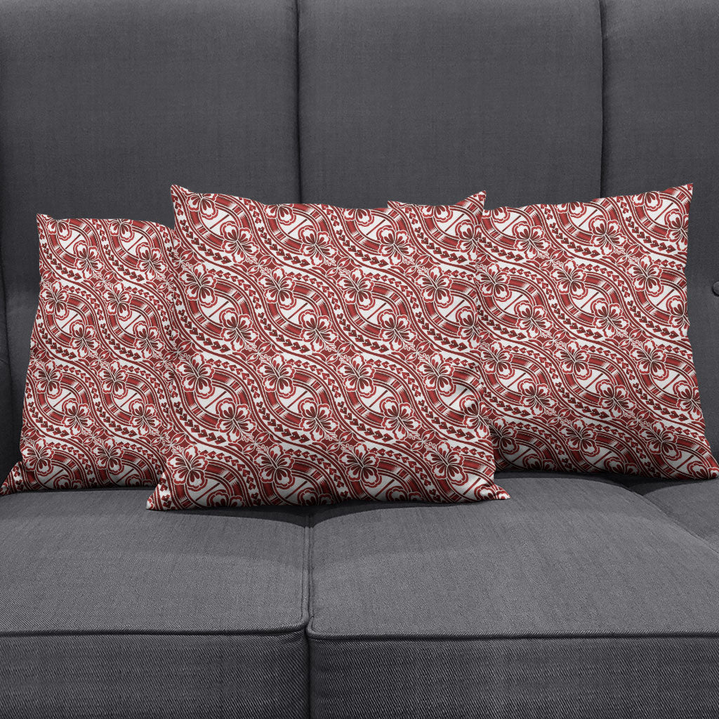 Hibiscus Bloom Island Tribal Waves Pillow Cover Red Polynesian Pattern LT01 - Polynesian Pride