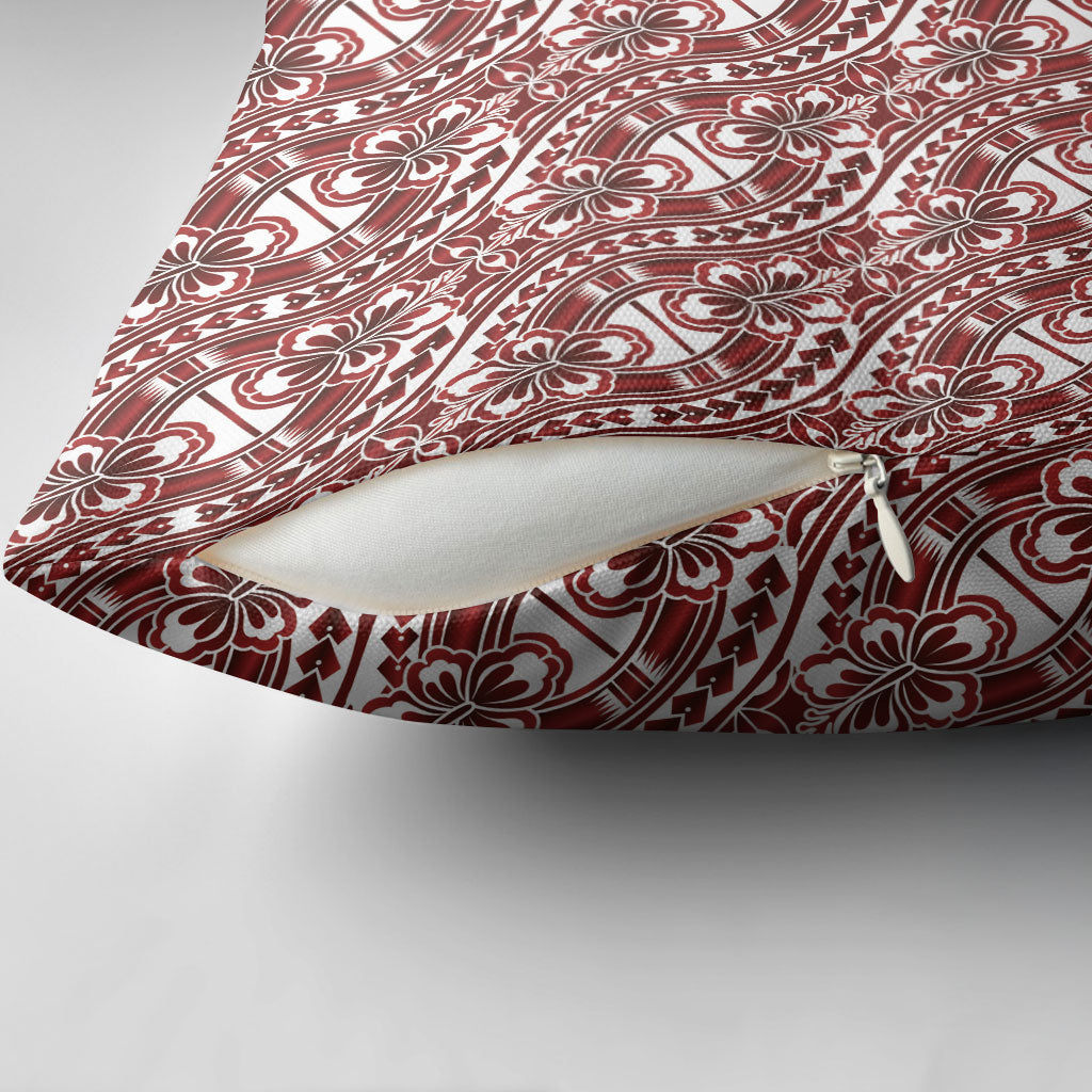 Hibiscus Bloom Island Tribal Waves Pillow Cover Red Polynesian Pattern LT01 - Polynesian Pride