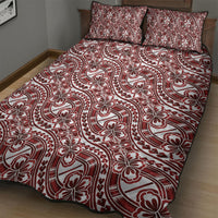 Hibiscus Bloom Island Tribal Waves Quilt Bed Set Red Polynesian Pattern LT01 - Polynesian Pride